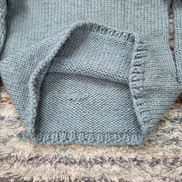 Handmade Chunky Knit Wool Sweater Baby Blue Size Small - Picture 6 of 6